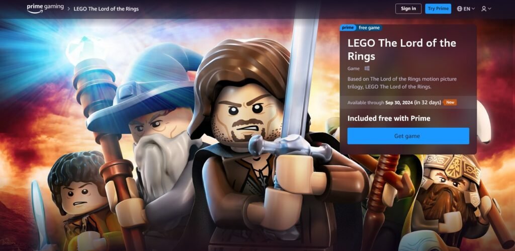 LEGO El Señor de los Anillos Gratis en Prime Gaming