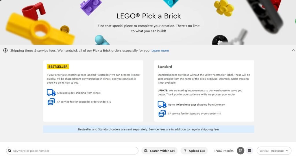 LEGO Pick a Brick Subir piezas Beta
